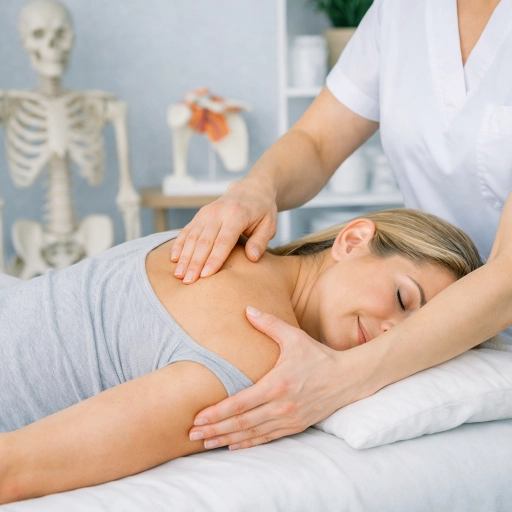 Osteopati billede kvindelig patient liggende scapula release